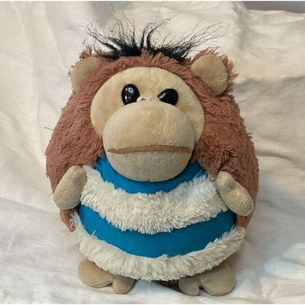Mushabelly Monkey Plush Stuffed Animal 7" Blue Stripe‎ Makes Monkey Sounds